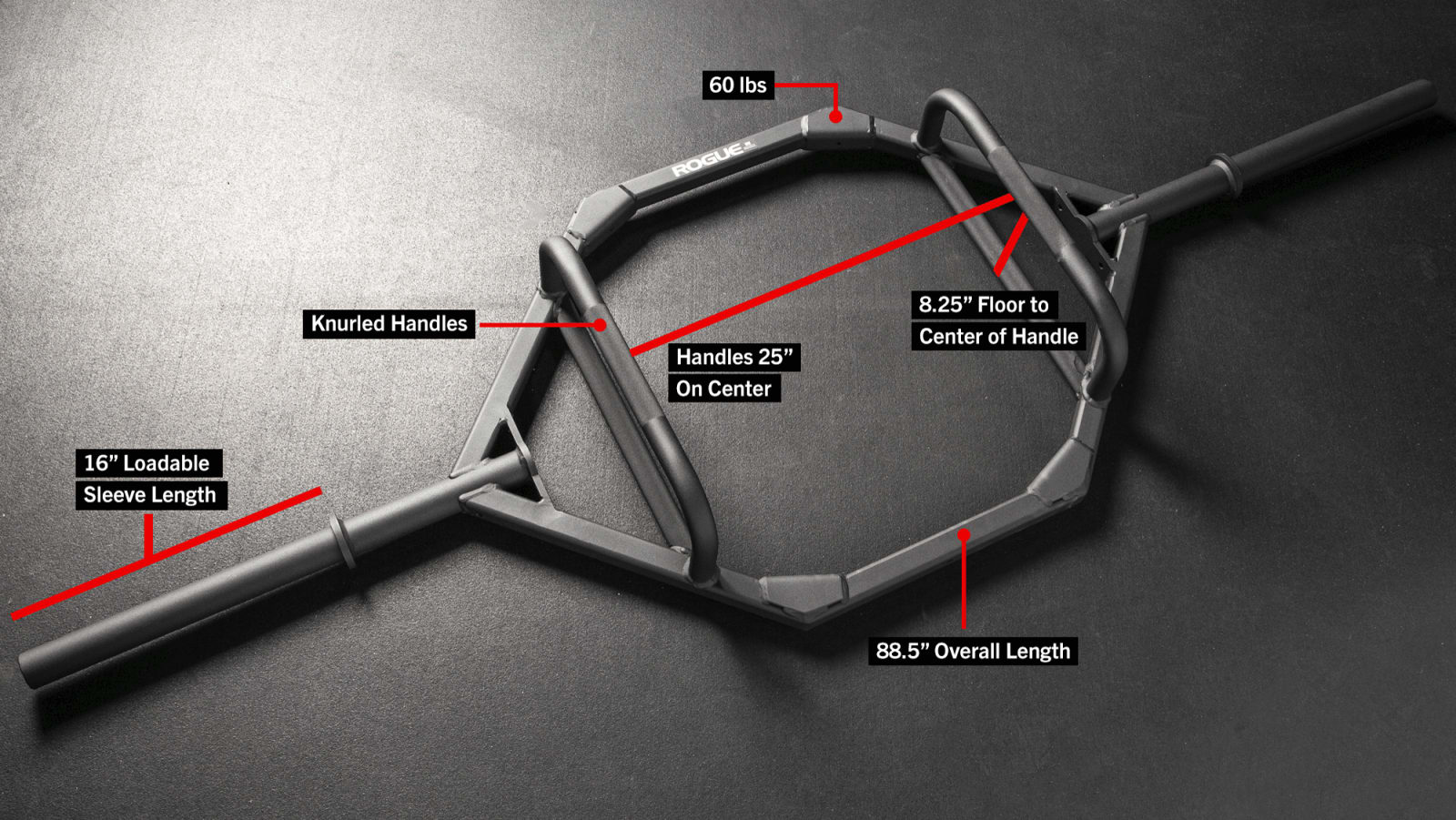 Rogue TB-2 Trap Bar - 60LB Hex Bar with Knurled Handles | Rogue
